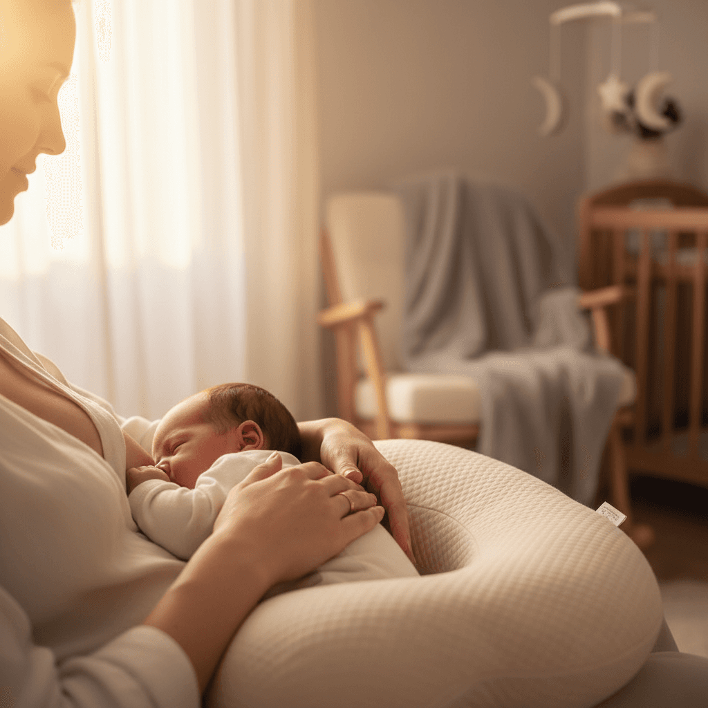 Lactation consultant guiding a virtual feeding consult from a sunlit living room